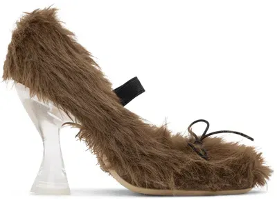 Simone Rocha Brown Faux-fur Ballerina Heels