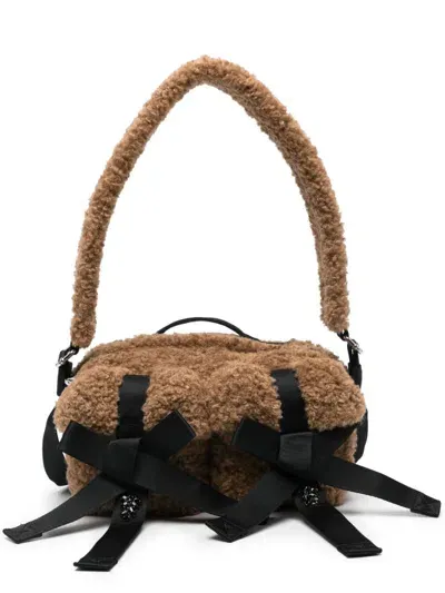 Simone Rocha Classic Bow Cross Body Bag In Brown