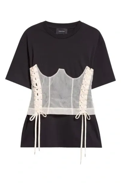 Simone Rocha Corset Panel Boxy T-shirt In Blacknude