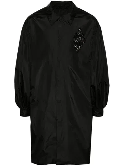 Simone Rocha Crystal-embellished Car Coat In Black