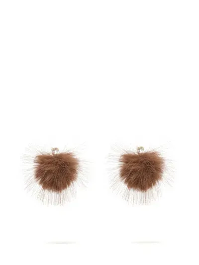 Simone Rocha Pompon Ohrstecker Mit Kristallen In Brown