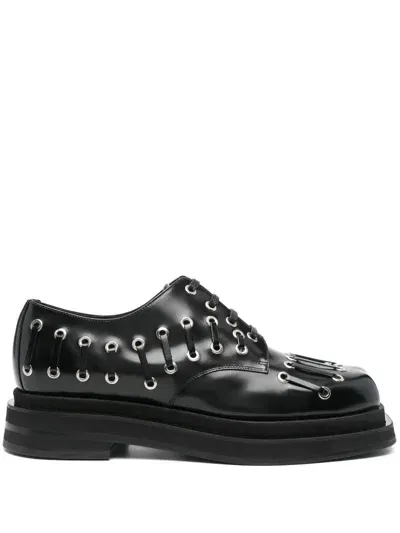 Simone Rocha Decorative-stitching Derby Shoes In Black