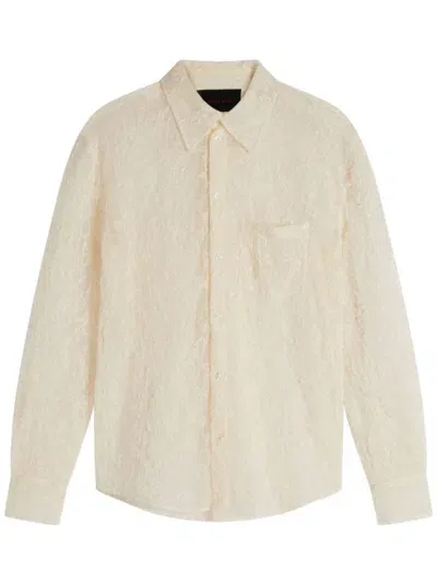 Simone Rocha Floral Lace Shirt In Brown