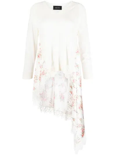 Simone Rocha Floral-panel Asymmetric Jumper In White