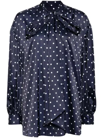 Simone Rocha Front Bow Puff Sleeve Shirt In Blue