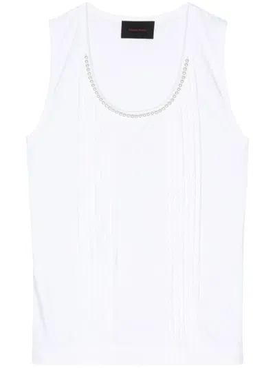 Simone Rocha Pearl-necklace Cotton Tank Top In White