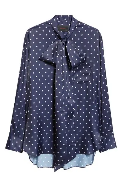 Simone Rocha Polka Dot Cotton Poplin Top In Navy