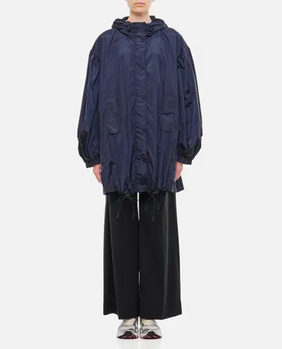 Simone Rocha Puff Sleeve Trapeze Parka W/ Button Placket In Blue