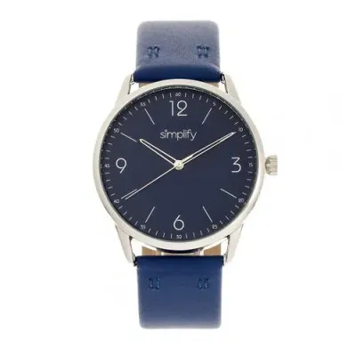 Simplify The 6300 Leather-band Watch In Blue