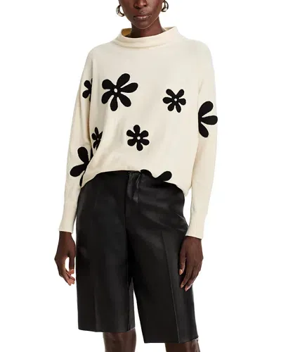 Sioni Floral Embroidered Sweater In Vanilla/ Black