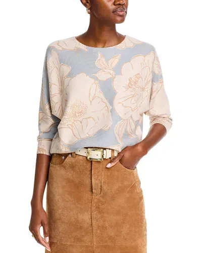 Sioni Floral Print Dolman Sleeve Sweater In Denim/ Winter White