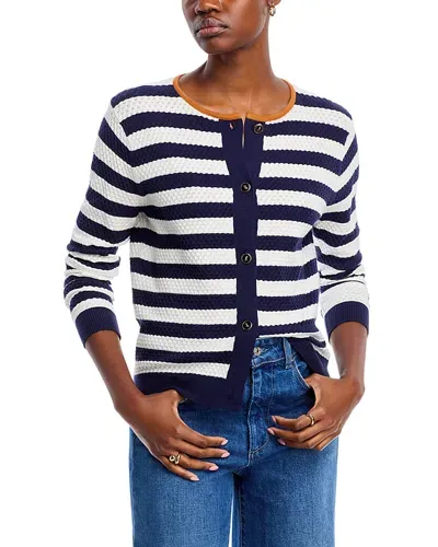 Sioni Striped Long Sleeved Cardigan In Heather