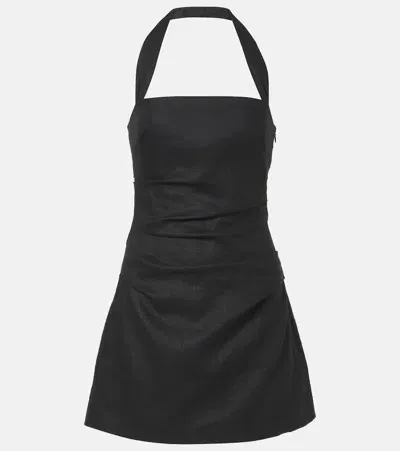 Sir Halter Neck Linen Minidress In Black