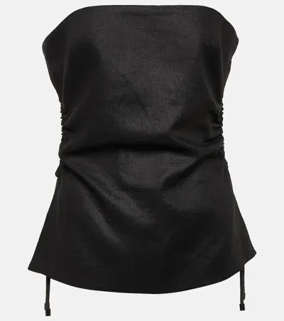 Sir Josefina Strapless Linen Top In Black