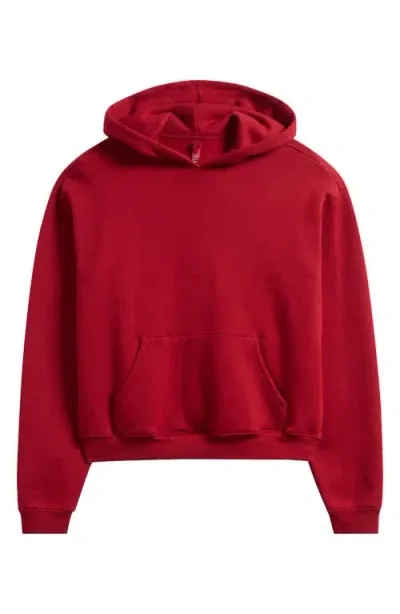 Skims Cotton Blend Fleece Classic Pullover Hoodie In Red