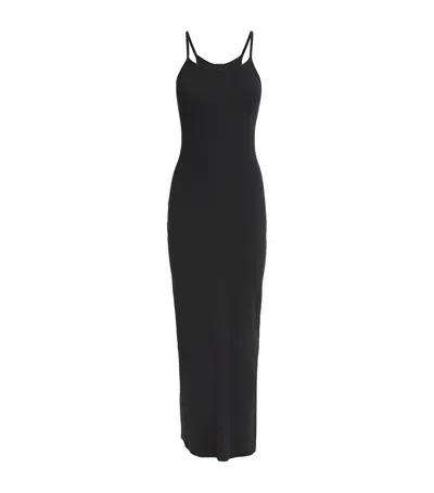 Skims Cotton Rib Maxi Dress In Black