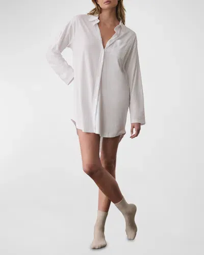 Skin Camellia Lace-trim Cotton Sleepshirt In White