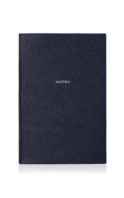 Smythson Chelsea Leather Notebook In Blue