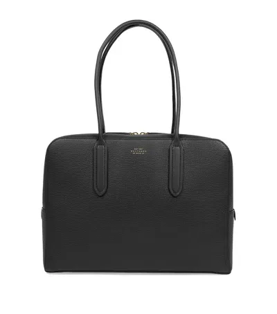 Smythson Grained Lytton Shoulder Bag In Black