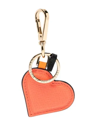 Smythson Heart Keyring In Pink