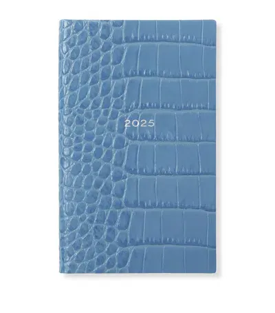 Smythson Leather Mara A6 2025 Diary In Blue