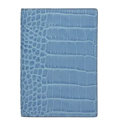 Smythson Leather Mara Passport Cover In Blue