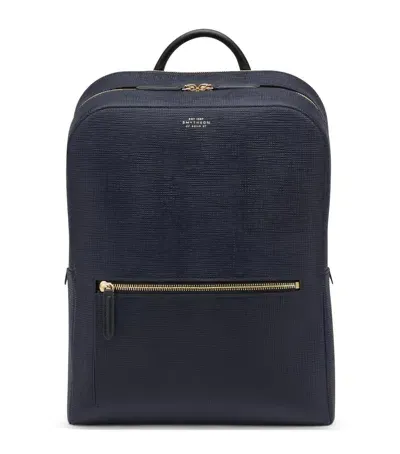 Smythson Leather Panama Backpack In Blue