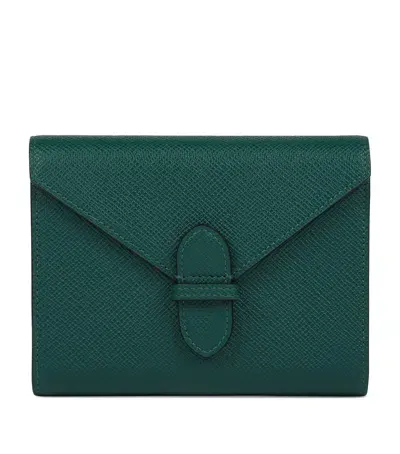 Smythson Leather Panama Double Playing Card Case In Green