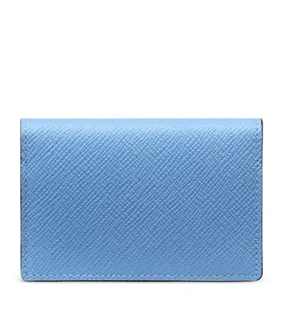 Smythson Leather Panama Folded Card Holder In Gray