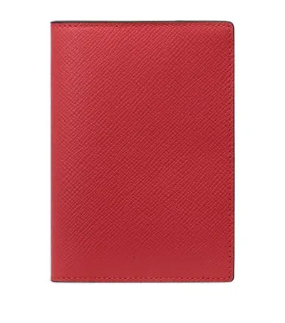 Smythson Leather Panama Passport Cover In Red