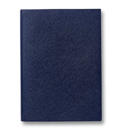 Smythson Leather Soho Notebook In Blue