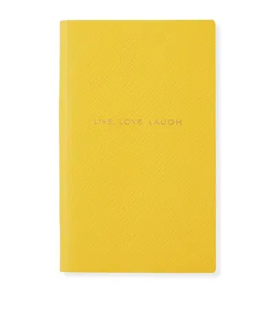 Smythson Live Love Laugh Panama Notebook In Yellow