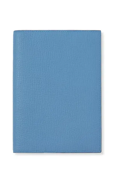 Smythson Ludlow Evergreen Refillable Leather Notebook In Blue