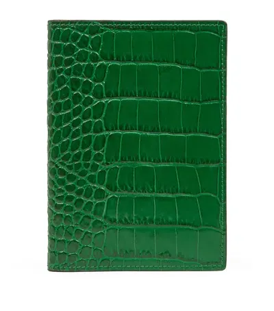 Smythson Mara Leather Passport Cover In Green