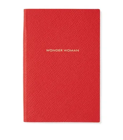 Smythson Panama Leather Chelsea Wonder Woman Notebook In Red