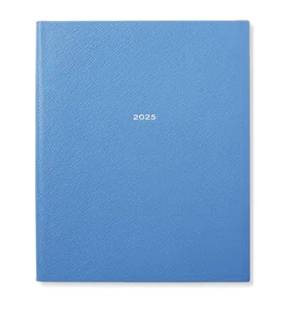 Smythson Panama Leather Kings 2025 Weekly Diary In Blue