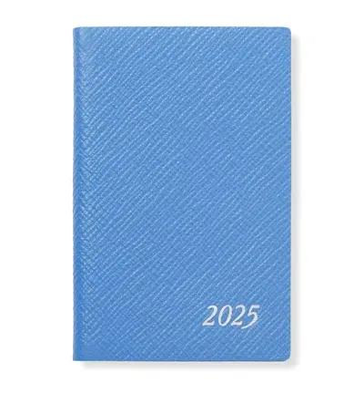 Smythson Panama Leather Wafer Diary In Blue