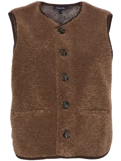 Soeur Faux-shearling Vest In Brown