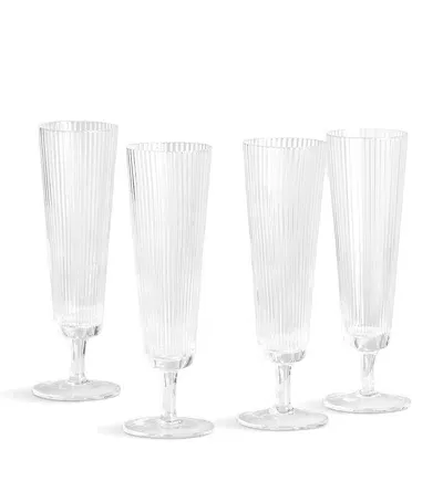 Soho Home Set Of 4 Fluted Champagne Flutes In Transparent