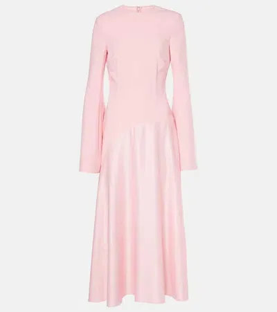 Solace London Gaia Crêpe And Satin Midi Dress In Pink