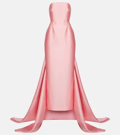 Solace London Imani Strapless Twill Gown In Pink