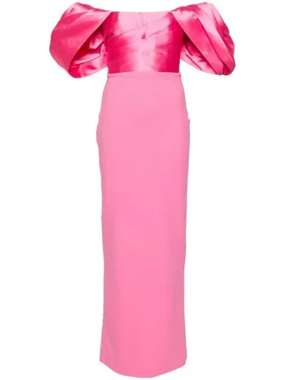 Solace London Sian Off-shoulder Gown In Pink