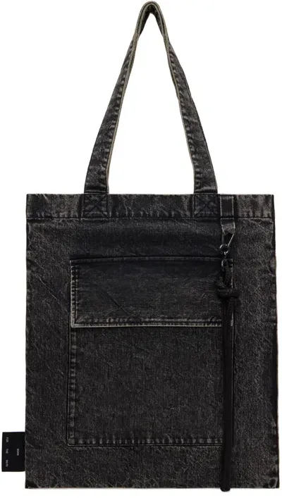 Song For The Mute Black Flap Pocket Denim Tote