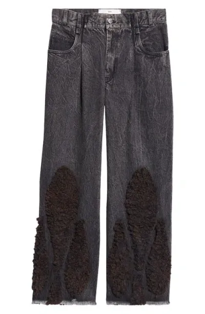 Song For The Mute Chenille Patch Boyfriend Jeans In Black