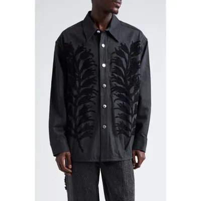 Song For The Mute Fern Hemp & Cotton Shirt Jacket In Black