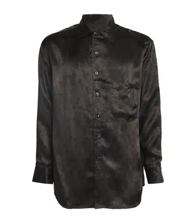 Song For The Mute Satin Two-tone Shirt In Black