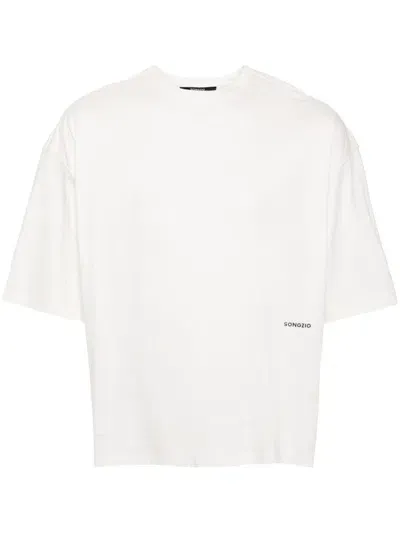 Songzio Logo-embroidered Panel-detail T-shirt In White