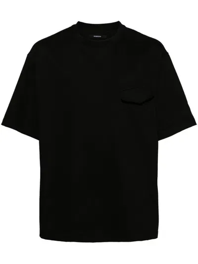 Songzio Inferno Graphic-embroidery Cotton T-shirt In Black