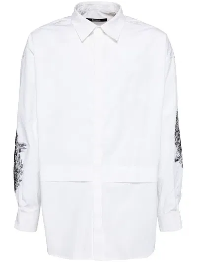 Songzio Sleeve Embroidered Shirt In White