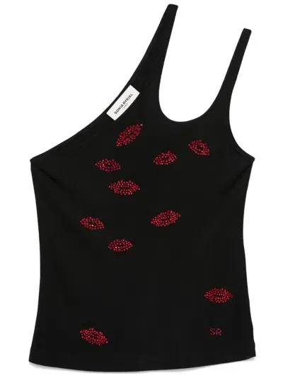 Sonia Rykiel Lips-motif Jersey Tank Top In Black